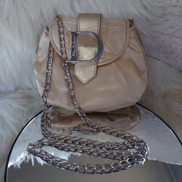 Dior Bags Vintage Dior Satin Vegan Leather Parfums Bag With Chain